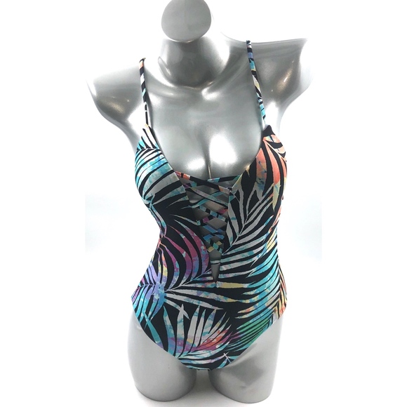 Bar III Other - Bar III Swimsuit Small One Piece Tie Dye Lace Up